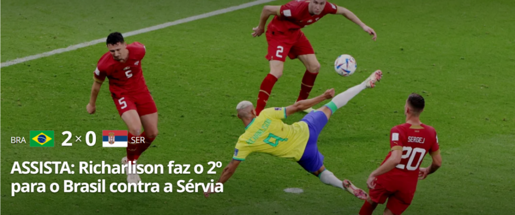 Jogador Richarlison. Foto: reprodução G1